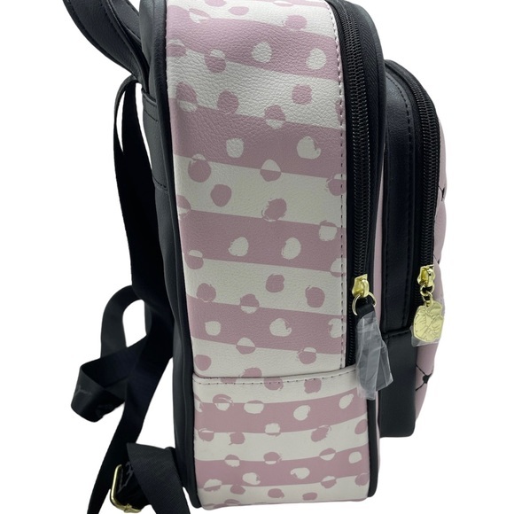Luv Betsey by Betsey Johnson Mini Backpack Pink Quilted Heart Striped Polka Dot